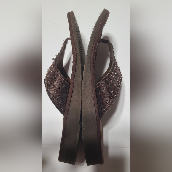 Vintage ESNY Brown Women's or Girls Flip Flops with Bead Work Size 6 - Picture 5 of 8